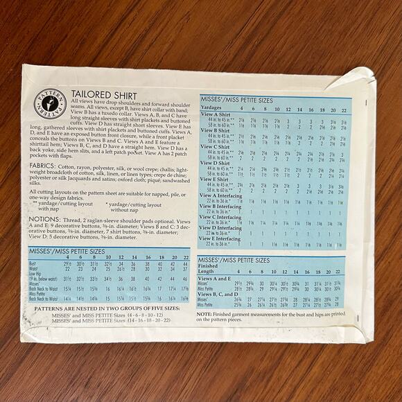 UNCUT Sewing Step-By-Step Pattern Tailored Shirt Sizes 4-22 - Picture 3 of 3